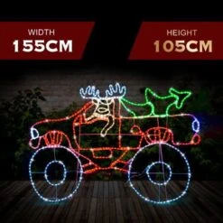 Stockholm Christmas Lights LED Rope 4Wd Reindeer Motif Outdoor Garden Xmas Decoration 155CM -Christmas Lights Store 225749 2383987 F