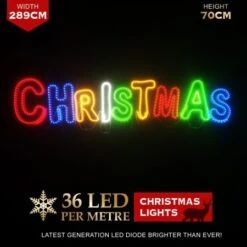 Stockholm Christmas Lights LED Rope Letter CHRISTMAS Sign Outdoor Garden Window Xmas 289CM -Christmas Lights Store 225751 1766771 F