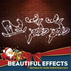 Stockholm Christmas Lights LED Sleigh + Reindeers Multi Color Xmas Outdoor Garden Decor 3M -Christmas Lights Store 225755 1766805 F