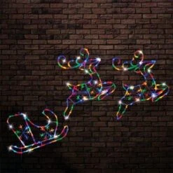 Stockholm Christmas Lights LED Sleigh + Reindeers Multi Color Xmas Outdoor Garden Decor 3M -Christmas Lights Store 225755 1766815 F