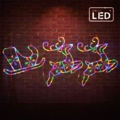 Stockholm Christmas Lights LED Sleigh + Reindeers Multi Color Xmas Outdoor Garden Decor 3M -Christmas Lights Store 225755 1766819 F