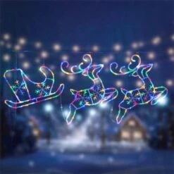 Stockholm Christmas Lights LED Sleigh + Reindeers Multi Color Xmas Outdoor Garden Decor 3M -Christmas Lights Store 225755 1766821 F