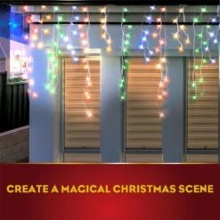 Stockholm Christmas Solar String Lights 720 LEDs Snowing Curtain Icicle Outdoor Xmas Decor -Christmas Lights Store 225757 1766855 F