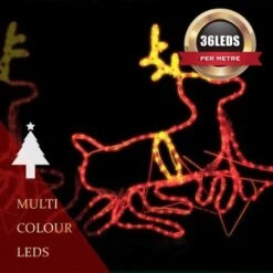 Stockholm Christmas Lights LED Rope Santa Claus Sleigh 4 Reindeers Motifs Outdoor 530CM -Christmas Lights Store 225763 2384049 F