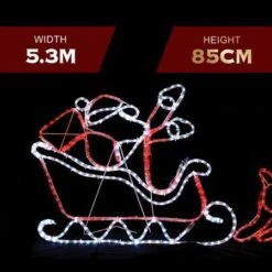 Stockholm Christmas Lights LED Rope Santa Claus Sleigh 4 Reindeers Motifs Outdoor 530CM -Christmas Lights Store 225763 2384051 F