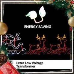 Stockholm Christmas Lights LED Rope Santa Claus Sleigh 4 Reindeers Motifs Outdoor 530CM