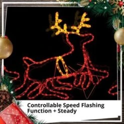 Stockholm Christmas Lights LED Rope Santa Claus Sleigh 4 Reindeers Motifs Outdoor 530CM -Christmas Lights Store 225763 2384057 F