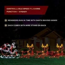 Stockholm Christmas Lights LED Rope Santa Claus Sleigh 4 Reindeers Motifs Outdoor 530CM -Christmas Lights Store 225763 2384059 F