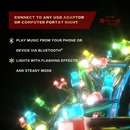 Stockholm Christmas String Lights 70 LEDs Multi Color With Bluetooth Speakers Outdoor 10M 5 Stockholm Christmas String Lights 70 LEDs Multi Color With Bluetooth Speakers Outdoor 10M - Image 5