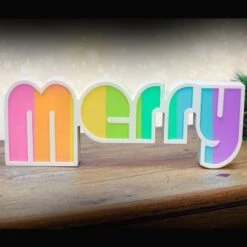 Stockholm Christmas Lights LED Letter MERRY Sign 7 Color Changing Indoor Party Decoration