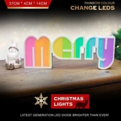 Stockholm Christmas Lights LED Letter MERRY Sign 7 Color Changing Indoor Party Decoration -Christmas Lights Store 225775 1767027 F