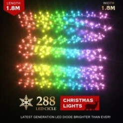 Stockholm Christmas String Lights 288 LEDs Curtain Fairy Multi Color Outdoor Garden 1.8M 16 Stockholm Christmas String Lights 288 LEDs Curtain Fairy Multi Color Outdoor Garden 1.8M -Christmas Lights Store 225777 2384119 F