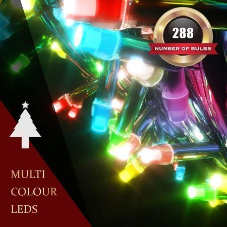 Stockholm Christmas String Lights 288 LEDs Curtain Fairy Multi Color Outdoor Garden 1.8M 2 Stockholm Christmas String Lights 288 LEDs Curtain Fairy Multi Color Outdoor Garden 1.8M - Image 2