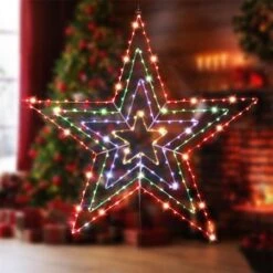 Stockholm Christmas Lights 230 LEDs 4-in-1 Star Multi-Colour Xmas Party Outdoor Garden 80CM -Christmas Lights Store 225779 2384131 F