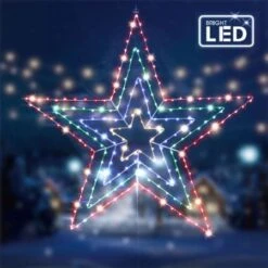 Stockholm Christmas Lights 230 LEDs 4-in-1 Star Multi-Colour Xmas Party Outdoor Garden 80CM -Christmas Lights Store 225779 2384135 F
