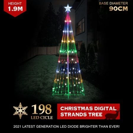 Stockholm Christmas Tree Lights 204 LEDs Multi Color Fairy Flashing Outdoor Garden 1.9M 4 Stockholm Christmas Tree Lights 204 LEDs Multi Color Fairy Flashing Outdoor Garden 1.9M - Image 4