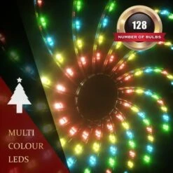 Stockholm Christmas Lights 100 LEDs Solar Spinning Multi Color Fairy Outdoor Garden 50CM