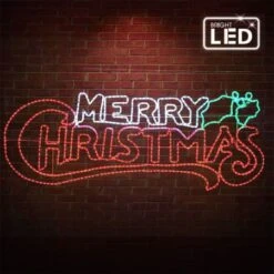 Stockholm Christmas Lights LED Rope Letter MERRY CHRISTMAS Sign Outdoor Garden 185x70CM -Christmas Lights Store 225797 2384225 F
