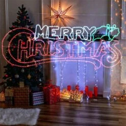 Stockholm Christmas Lights LED Rope Letter MERRY CHRISTMAS Sign Outdoor Garden 185x70CM -Christmas Lights Store 225797 2384227 F