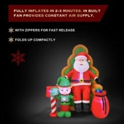 Stockholm Christmas Lights 1.8M Led Inflatable Santa On Chair Cute Elf Outdoor Xmas Motif -Christmas Lights Store 225809 2384317 F