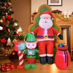 Stockholm Christmas Lights 1.8M Led Inflatable Santa On Chair Cute Elf Outdoor Xmas Motif -Christmas Lights Store 225809 2384323 F