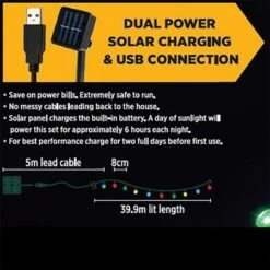 Stockholm Christmas Lights 500 LEDs Solar String Fariy Outdoor Garden Xmas Decoration 39M -Christmas Lights Store 225813 1767405 F