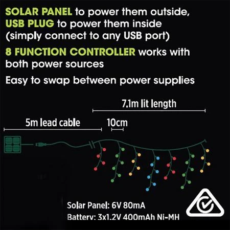 Stockholm Christmas Lights 360 LEDs Solar Icicle Curtain String Outdoor Garden Xmas 7M 3 Stockholm Christmas Lights 360 LEDs Solar Icicle Curtain String Outdoor Garden Xmas 7M - Image 3