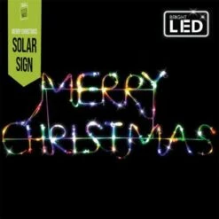 Stockholm Christmas Lights 60 LEDs Solar MERRY CHRISTMAS Sign Outdoor Garden Xmas 68cx27CM -Christmas Lights Store 225817 2384423 F