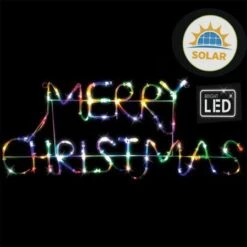Stockholm Christmas Lights 60 LEDs Solar MERRY CHRISTMAS Sign Outdoor Garden Xmas 68cx27CM -Christmas Lights Store 225817 2384425 F