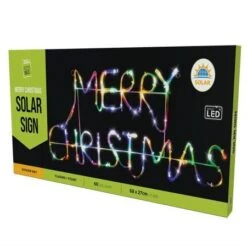 Stockholm Christmas Lights 60 LEDs Solar MERRY CHRISTMAS Sign Outdoor Garden Xmas 68cx27CM -Christmas Lights Store 225817 2384427 F