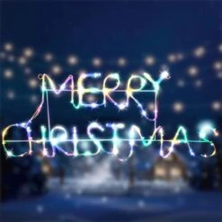 Stockholm Christmas Lights 60 LEDs Solar MERRY CHRISTMAS Sign Outdoor Garden Xmas 68cx27CM -Christmas Lights Store 225817 2384429 F