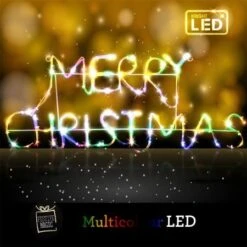 Stockholm Christmas Lights 60 LEDs Solar MERRY CHRISTMAS Sign Outdoor Garden Xmas 68cx27CM -Christmas Lights Store 225817 2384431 F