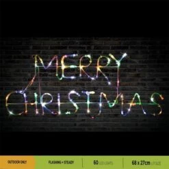 Stockholm Christmas Lights 60 LEDs Solar MERRY CHRISTMAS Sign Outdoor Garden Xmas 68cx27CM -Christmas Lights Store 225817 2384435 F