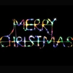 Stockholm Christmas Lights 60 LEDs Solar MERRY CHRISTMAS Sign Outdoor Garden Xmas 68cx27CM