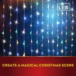 Stockholm Christmas Lights 480 LEDs Window Curtain Multi Color Xmas Outdoor Decor 3x2M