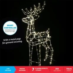 Stockholm Christmas Lights 250 LEDs Standing Reindeer Warm White Outdoor Garden Xmas 110CM -Christmas Lights Store 225835 1767643 F
