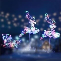 Stockholm Christmas Lights 120 LEDs Sleigh + Reindeers Multi Color Xmas Outdoor Garden Decor 3M 18 Stockholm Christmas Lights 120 LEDs Sleigh + Reindeers Multi Color Xmas Outdoor Garden Decor 3M -Christmas Lights Store 225837 1767663 F