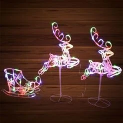 Stockholm Christmas Lights 120 LEDs Sleigh + Reindeers Multi Color Xmas Outdoor Garden Decor 3M 17 Stockholm Christmas Lights 120 LEDs Sleigh + Reindeers Multi Color Xmas Outdoor Garden Decor 3M -Christmas Lights Store 225837 1767665 F