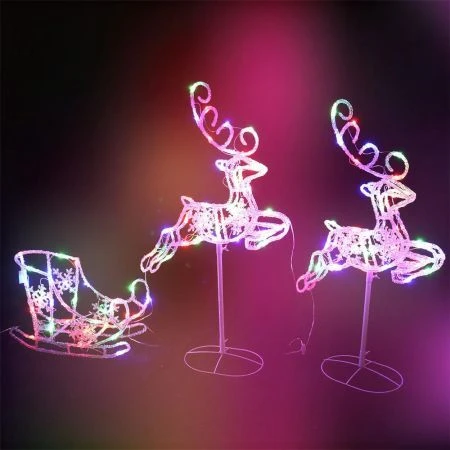 Stockholm Christmas Lights 120 LEDs Sleigh + Reindeers Multi Color Xmas Outdoor Garden Decor 3M 7 Stockholm Christmas Lights 120 LEDs Sleigh + Reindeers Multi Color Xmas Outdoor Garden Decor 3M - Image 7