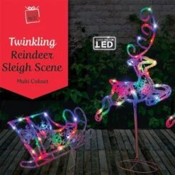 Stockholm Christmas Lights 120 LEDs Sleigh + Reindeers Multi Color Xmas Outdoor Garden Decor 3M 14 Stockholm Christmas Lights 120 LEDs Sleigh + Reindeers Multi Color Xmas Outdoor Garden Decor 3M -Christmas Lights Store 225837 1767671 F