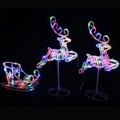 Stockholm Christmas Lights 120 LEDs Sleigh + Reindeers Multi Color Xmas Outdoor Garden Decor 3M 12 Stockholm Christmas Lights 120 LEDs Sleigh + Reindeers Multi Color Xmas Outdoor Garden Decor 3M -Christmas Lights Store 225837 1767675 F