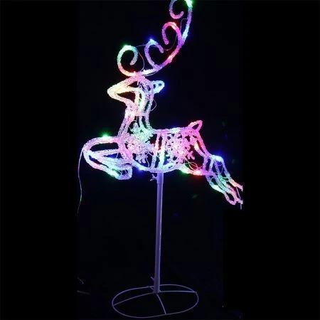 Stockholm Christmas Lights 120 LEDs Sleigh + Reindeers Multi Color Xmas Outdoor Garden Decor 3M 2 Stockholm Christmas Lights 120 LEDs Sleigh + Reindeers Multi Color Xmas Outdoor Garden Decor 3M - Image 2