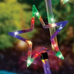 Stockholm Christmas Lights 4pcs LED Solar Stars Multi Color Path Outdoor Garden Xmas Decor