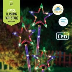 Stockholm Christmas Lights 4pcs LED Solar Stars Multi Color Path Outdoor Garden Xmas Decor -Christmas Lights Store 225847 1767773 F