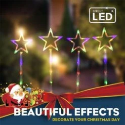 Stockholm Christmas Lights 4pcs LED Solar Stars Multi Color Path Outdoor Garden Xmas Decor -Christmas Lights Store 225847 1767775 F