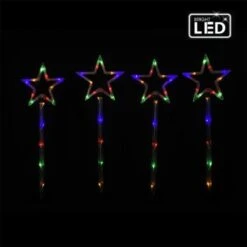 Stockholm Christmas Lights 4pcs LED Solar Stars Multi Color Path Outdoor Garden Xmas Decor -Christmas Lights Store 225847 1767777 F