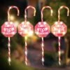 Stockholm Christmas Lights 4pcs LED Candy Canes STOP Sign Path Outdoor Garden Decoration 80CM