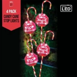 Stockholm Christmas Lights 4pcs LED Candy Canes STOP Sign Path Outdoor Garden Decoration 80CM -Christmas Lights Store 225851 1767811 F