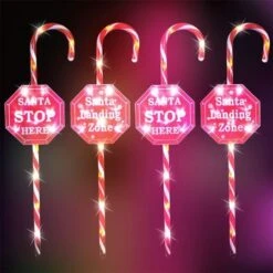 Stockholm Christmas Lights 4pcs LED Candy Canes STOP Sign Path Outdoor Garden Decoration 80CM -Christmas Lights Store 225851 1767815 F