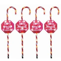 Stockholm Christmas Lights 4pcs LED Candy Canes STOP Sign Path Outdoor Garden Decoration 80CM -Christmas Lights Store 225851 1767817 F
